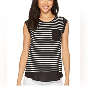Black and White Striped Sleeveless Top